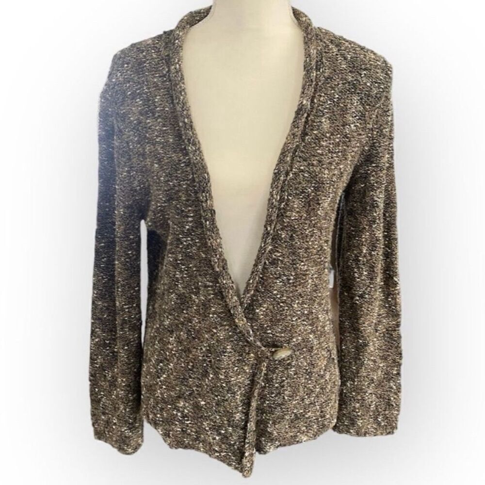 J. Jill Women's M Brown Multicolor Cardigan Sweater Long Sleeve Lagenlook boho